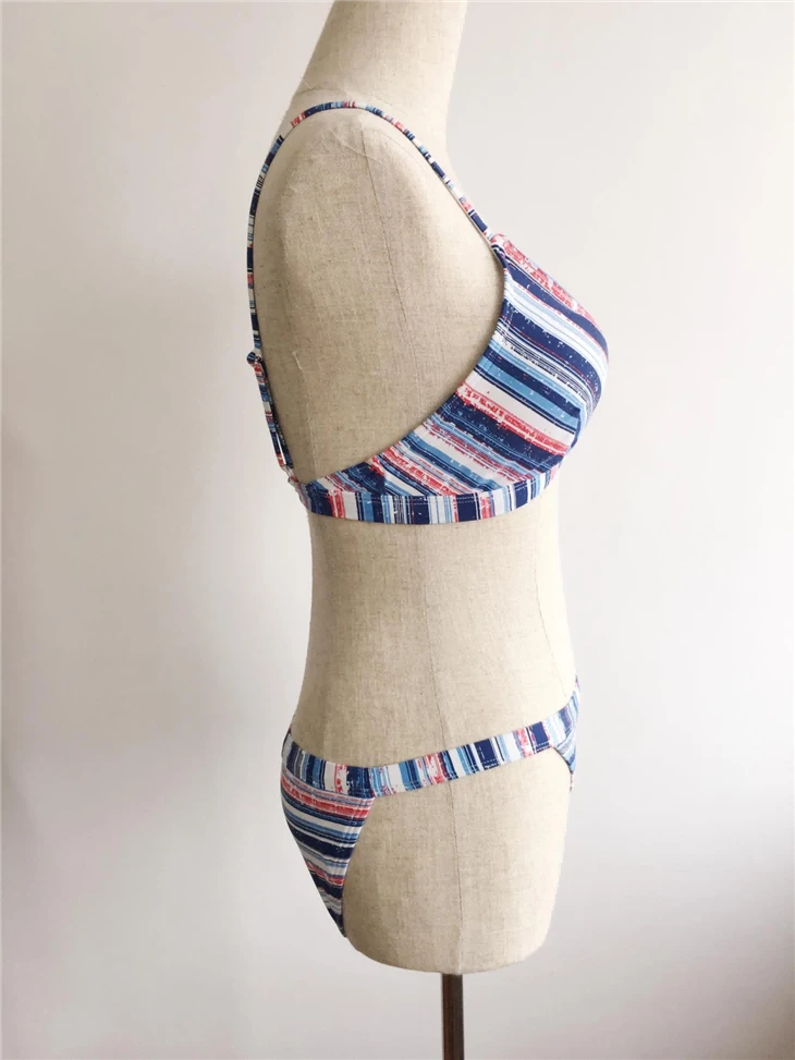 Brush Stripe V-Neck Bikini Set suppliers Brush Stripe V-Neck Bikini Set suppliers